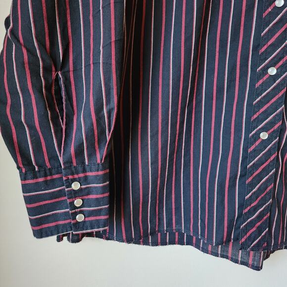 Vintage Wrangler Long Sleeve Shirt Mens Size 2X Button Up Pearl Snap Black Red - Picture 4 of 8